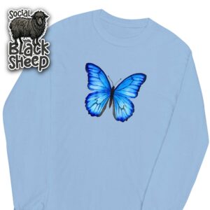 Blue Watercolor Butterfly Long Sleeve